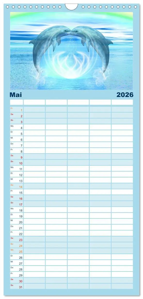 Bild: 9783516522204 | Familienplaner 2026 - Delfine - Kalender mit 5 Spalten...