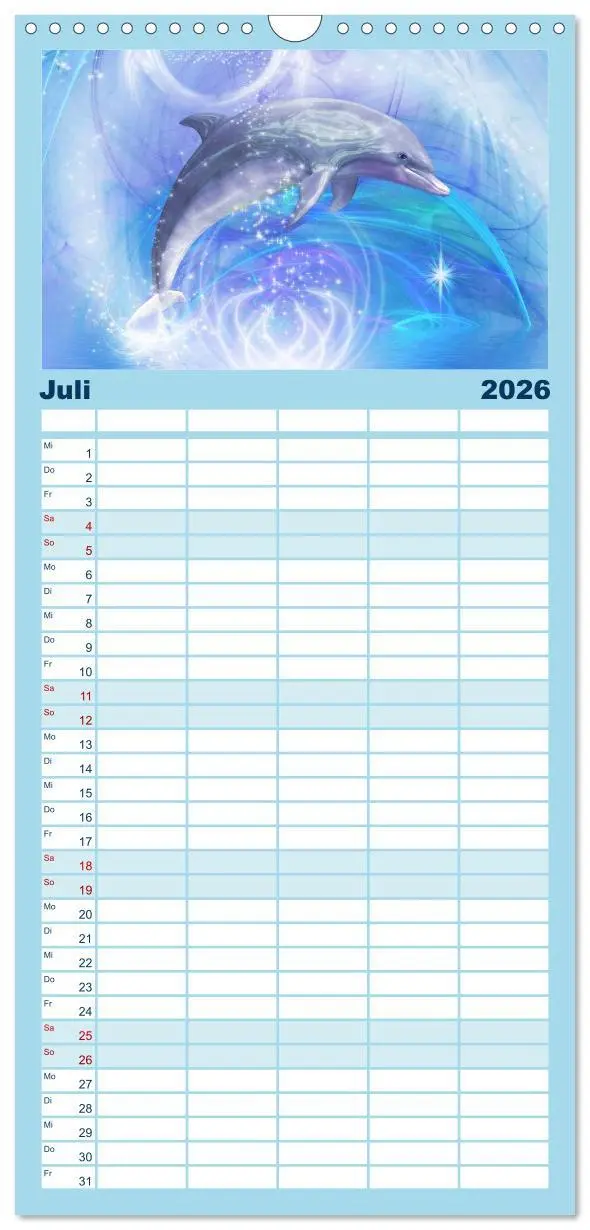 Bild: 9783516522204 | Familienplaner 2026 - Delfine - Kalender mit 5 Spalten...