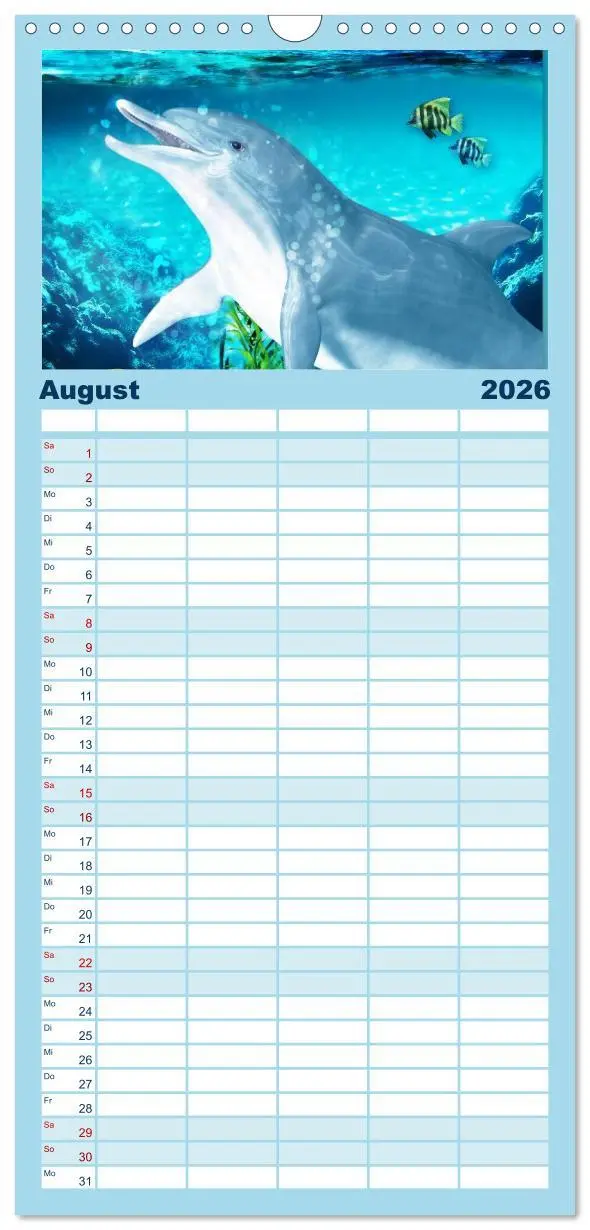 Bild: 9783516522204 | Familienplaner 2026 - Delfine - Kalender mit 5 Spalten...