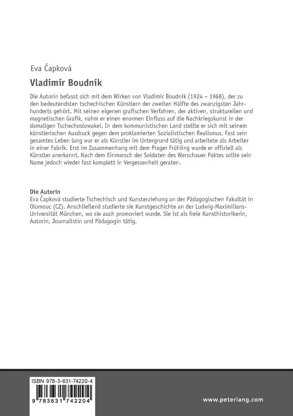 Rückseite: 9783631742204 | Vladimir Boudnik | Eva Capkova | Taschenbuch | 334 S. | Deutsch | 2018