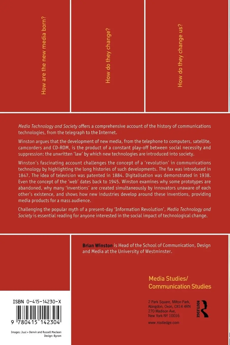Rückseite: 9780415142304 | Media Technology and Society | Brian Winston | Taschenbuch | Englisch