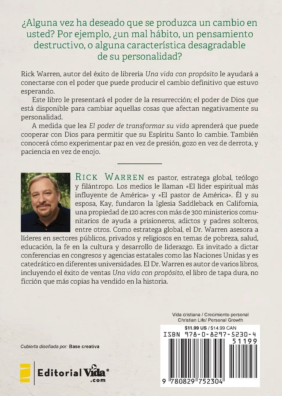 Rückseite: 9780829752304 | El Poder de Transformar Su Vida | Rick Warren | Taschenbuch | Spanisch