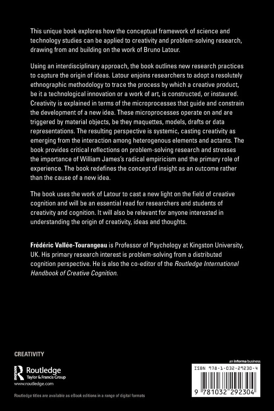 Rückseite: 9781032292304 | Systemic Creative Cognition | Bruno Latour for Creativity Researchers