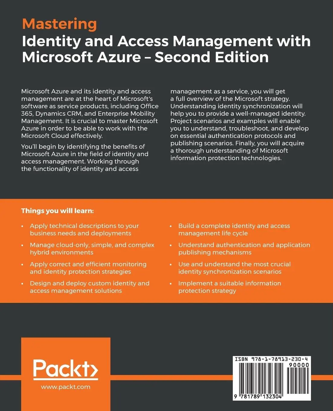 Rückseite: 9781789132304 | Mastering Identity and Access Management with Microsoft Azure -...
