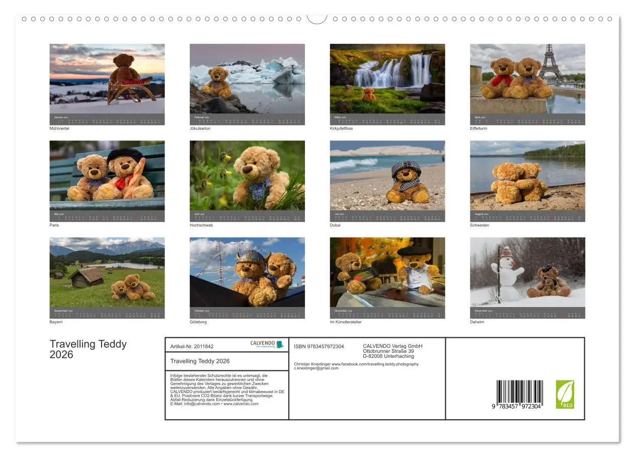 Bild: 9783457972304 | Travelling Teddy 2026 (hochwertiger Premium Wandkalender 2026 DIN...