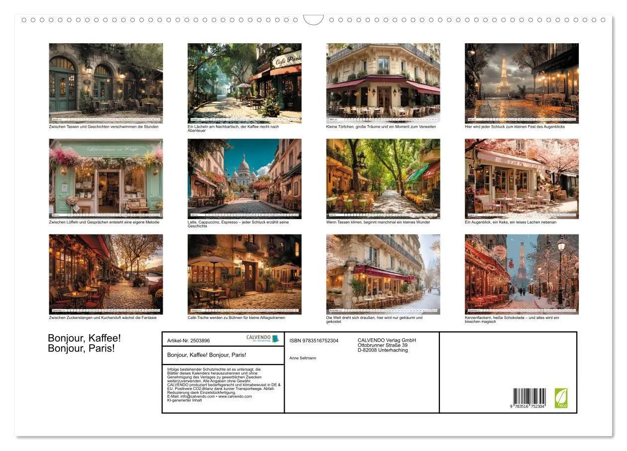 Bild: 9783516752304 | Bonjour, Kaffee! Bonjour, Paris! (Wandkalender 2027 DIN A2 quer),...