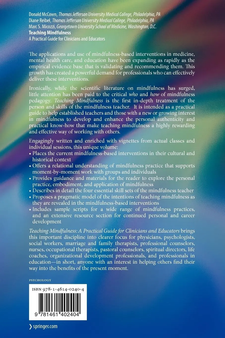 Rückseite: 9781461402404 | Teaching Mindfulness | A Practical Guide for Clinicians and Educators