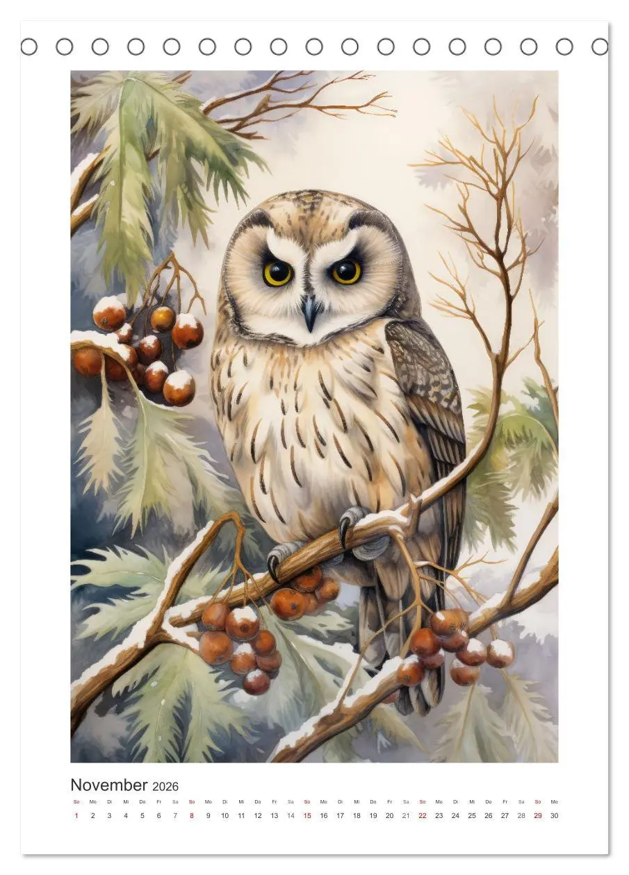 Bild: 9783516292404 | Eulenliebe (Tischkalender 2026 DIN A5 hoch), CALVENDO Monatskalender