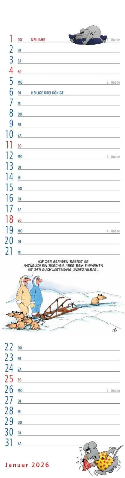 Bild: 9783830322504 | Uli Stein Streifenkalender 2026: Monatskalender für die Wand | Stein