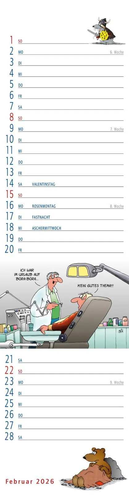 Bild: 9783830322504 | Uli Stein Streifenkalender 2026: Monatskalender für die Wand | Stein
