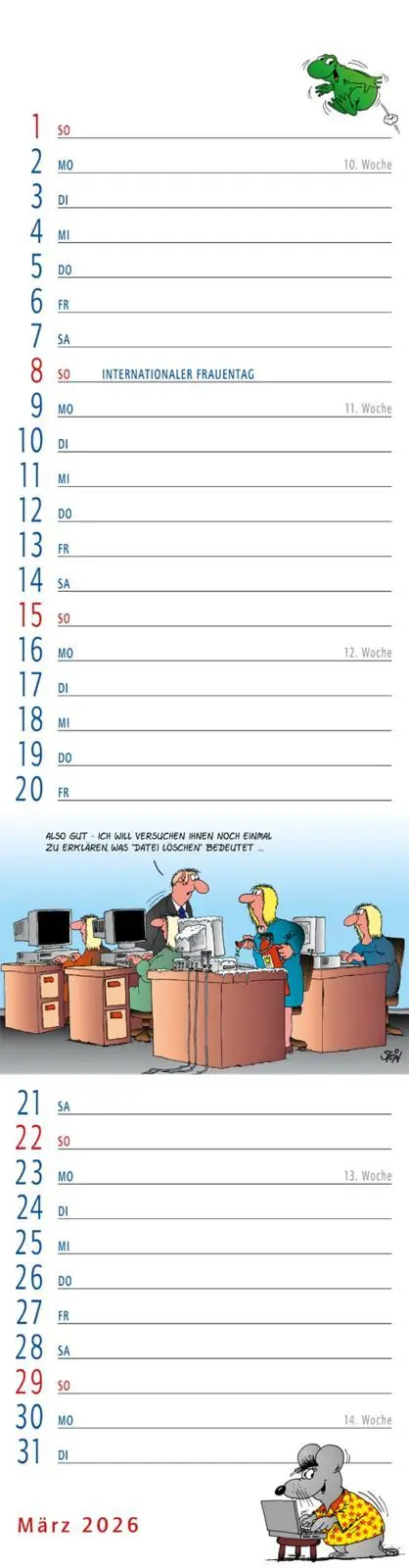 Bild: 9783830322504 | Uli Stein Streifenkalender 2026: Monatskalender für die Wand | Stein
