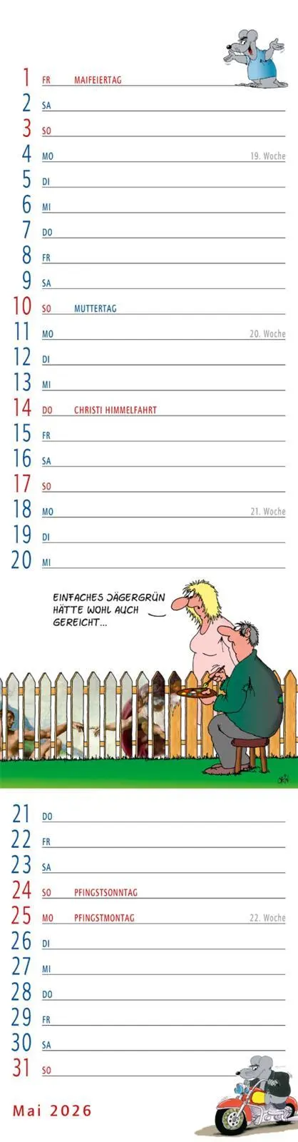 Bild: 9783830322504 | Uli Stein Streifenkalender 2026: Monatskalender für die Wand | Stein