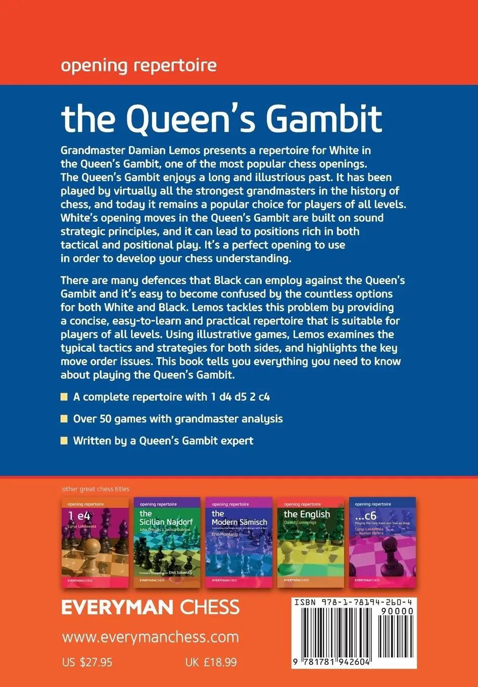 Rückseite: 9781781942604 | Opening Repertoire | The Queens Gambit | Damien Lemos | Taschenbuch