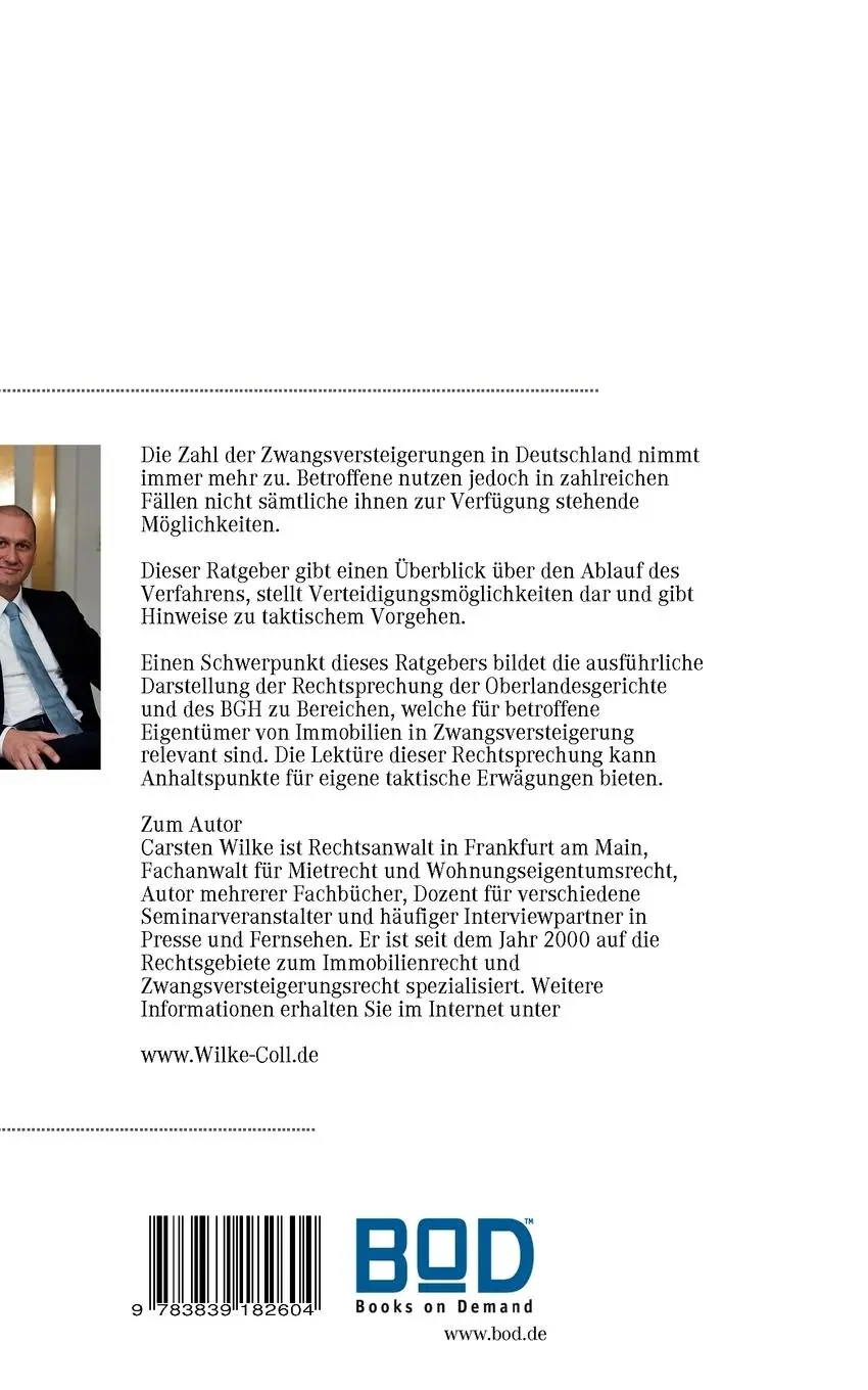 Rückseite: 9783839182604 | Die Zwangsversteigerung | Leitfaden für betroffene Eigentümer | Wilke