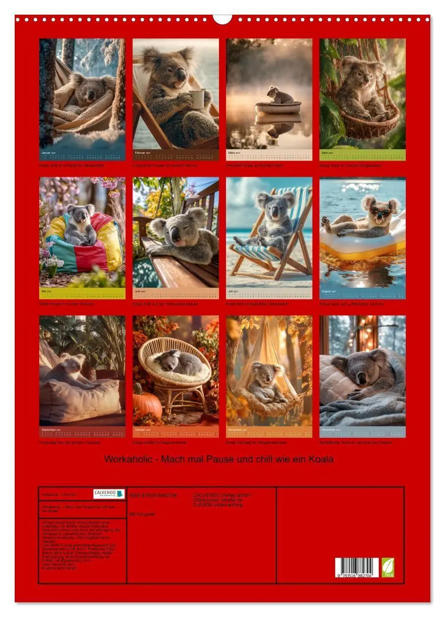 Bild: 9783516882704 | Workaholic - Mach mal Pause und chill wie ein Koala (Wandkalender...