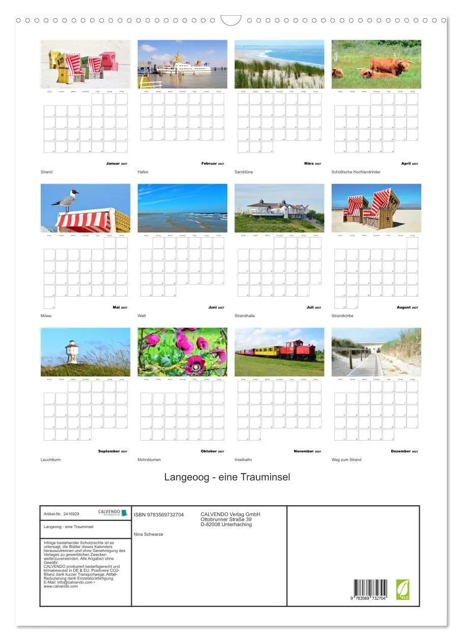 Bild: 9783569732704 | Langeoog - eine Trauminsel (Wandkalender 2027 DIN A2 hoch),...
