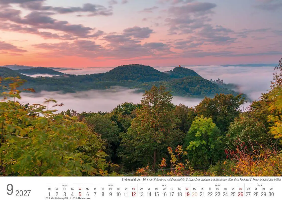 Bild: 9783965352704 | Siebengebirge 2027 Bildkalender A4 quer, spiralgebunden | Holger Klaes