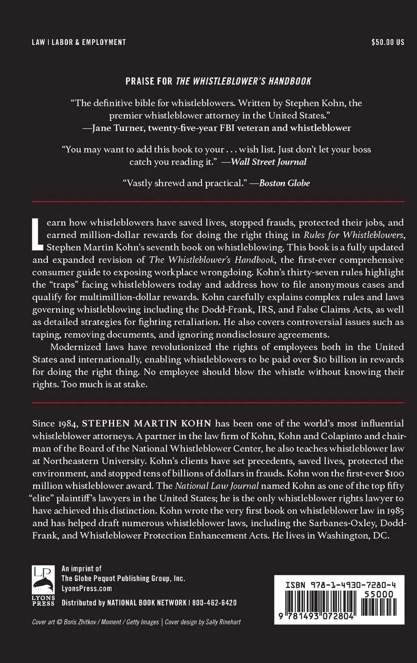 Rückseite: 9781493072804 | Rules for Whistleblowers | A Handbook for Doing What's Right | Kohn