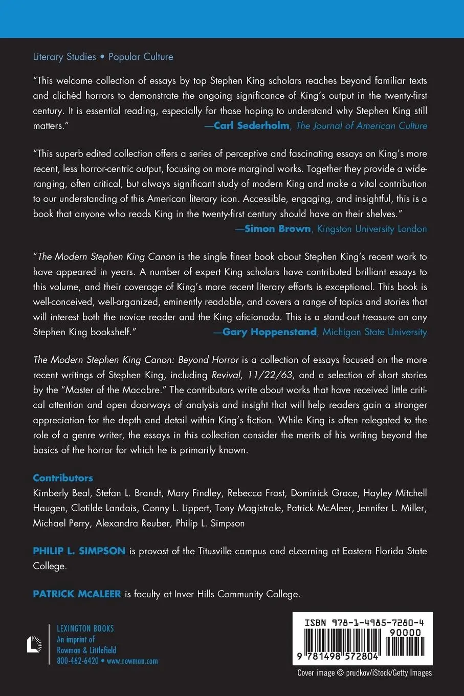 Rückseite: 9781498572804 | Modern Stephen King Canon | Beyond Horror | Patrick McAleer (u. a.)
