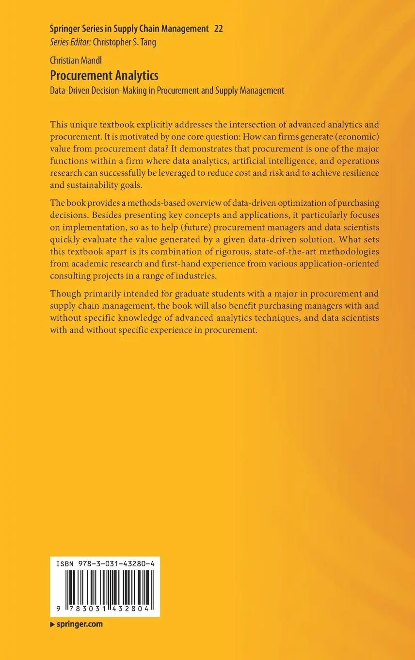 Rückseite: 9783031432804 | Procurement Analytics | Christian Mandl | Buch | xiv | Englisch | 2023