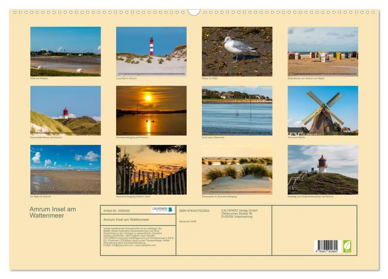 Bild: 9783457922804 | Amrum Insel am Wattenmeer (Wandkalender 2026 DIN A2 quer), CALVENDO...