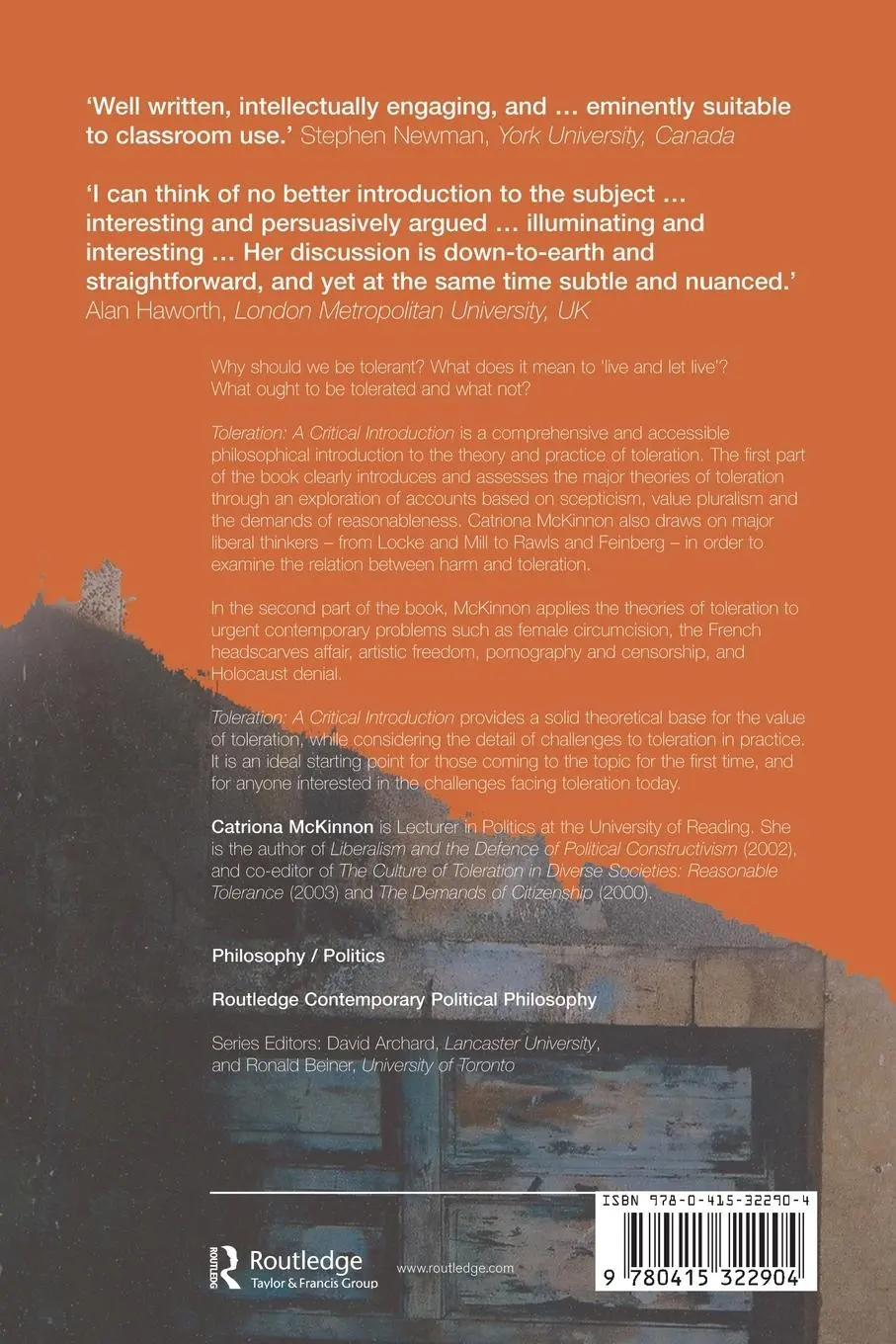 Rückseite: 9780415322904 | Toleration | A Critical Introduction | Catriona Mckinnon | Taschenbuch