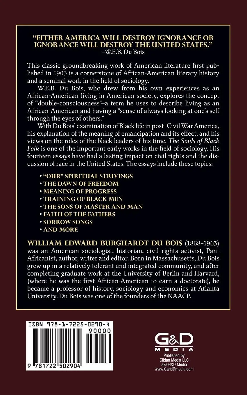 Rückseite: 9781722502904 | The Souls of Black Folk | Original Classic Edition | W E B Du Bois