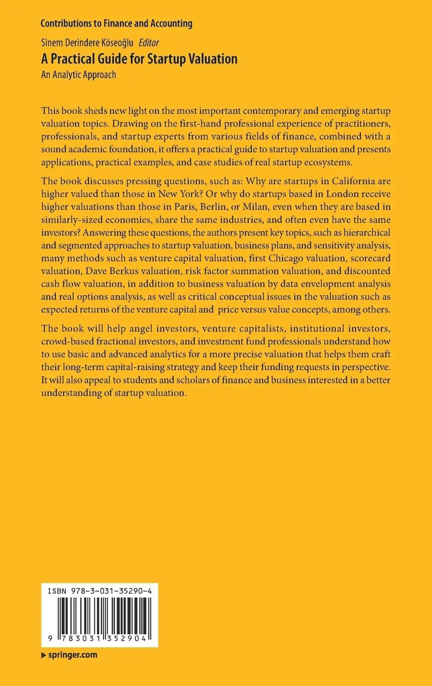 Rückseite: 9783031352904 | A Practical Guide for Startup Valuation | An Analytic Approach | Buch