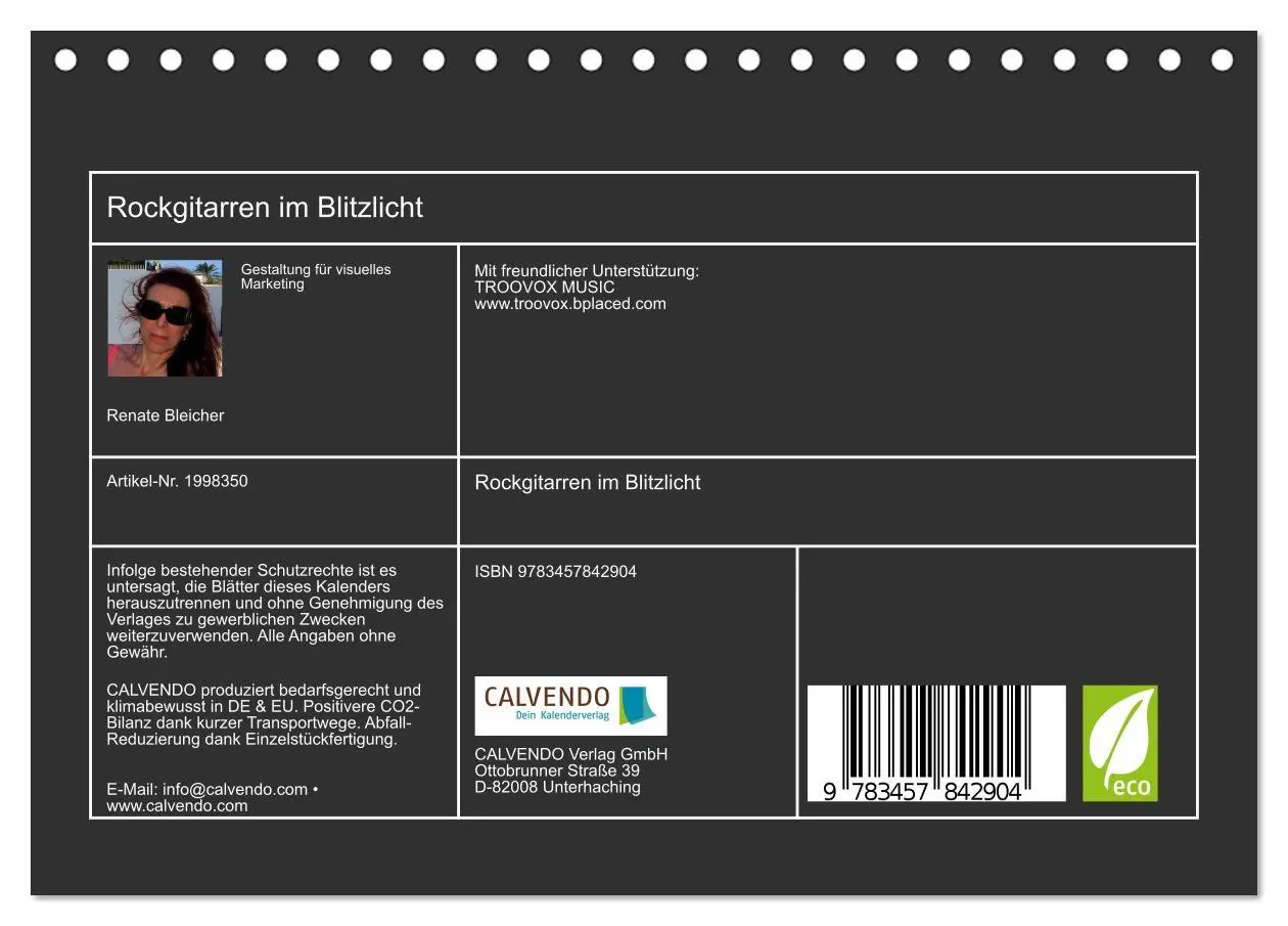 Bild: 9783457842904 | Rockgitarren im Blitzlicht (Tischkalender 2026 DIN A5 quer),...