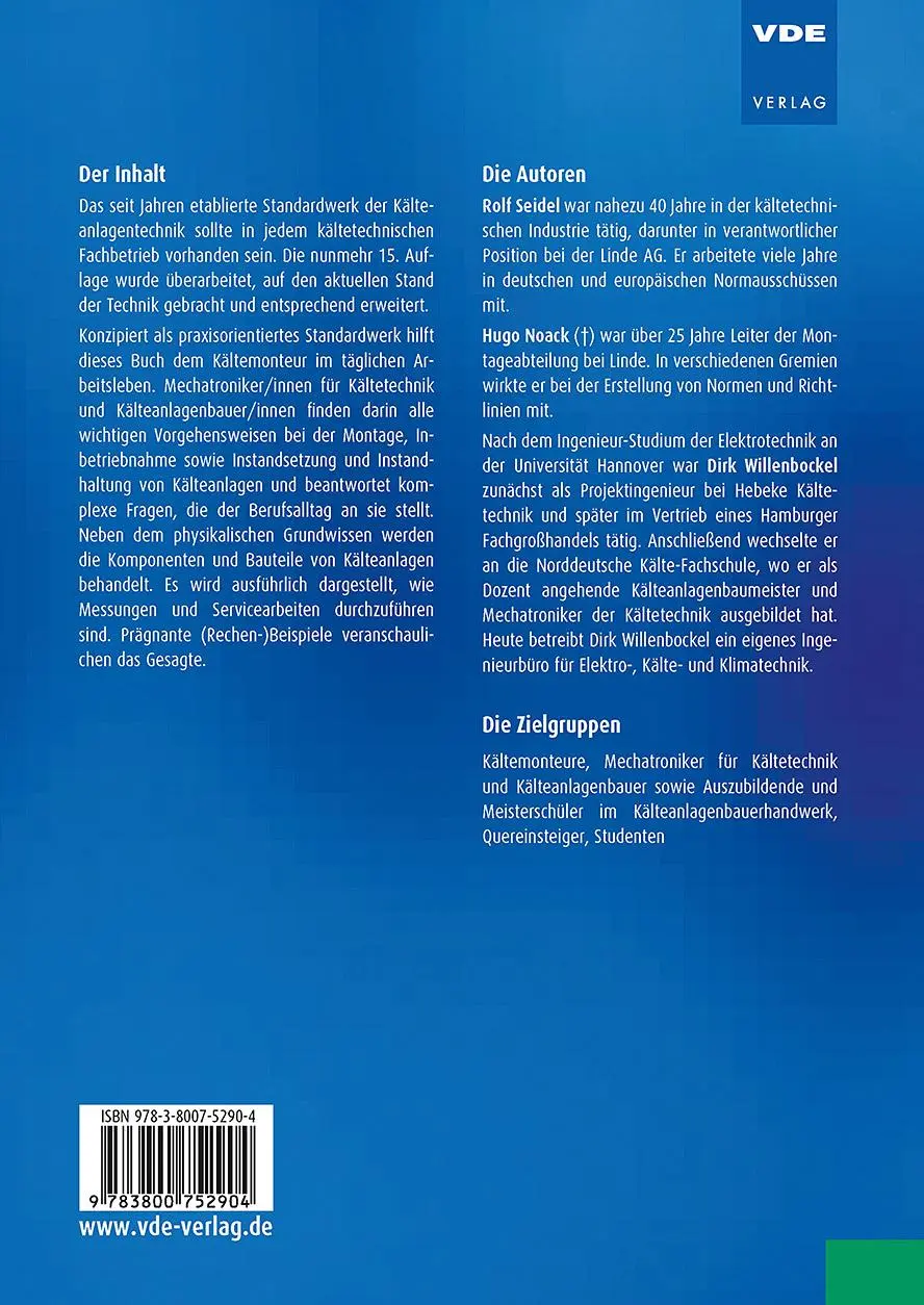 Rückseite: 9783800752904 | Der Kältemonteur | Handbuch für die Praxis | Rolf Seidel (u. a.)