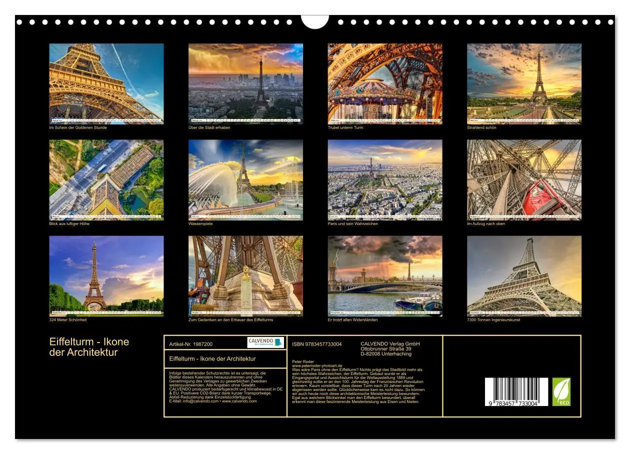 Bild: 9783457733004 | Eiffelturm - Ikone der Architektur (Wandkalender 2026 DIN A3 quer),...