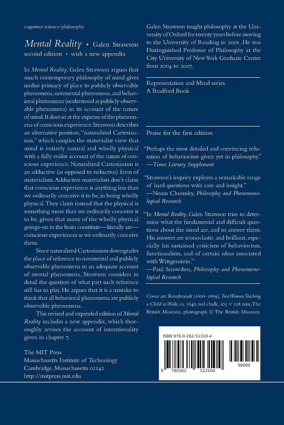 Rückseite: 9780262513104 | Mental Reality, second edition, with a new appendix | Galen Strawson