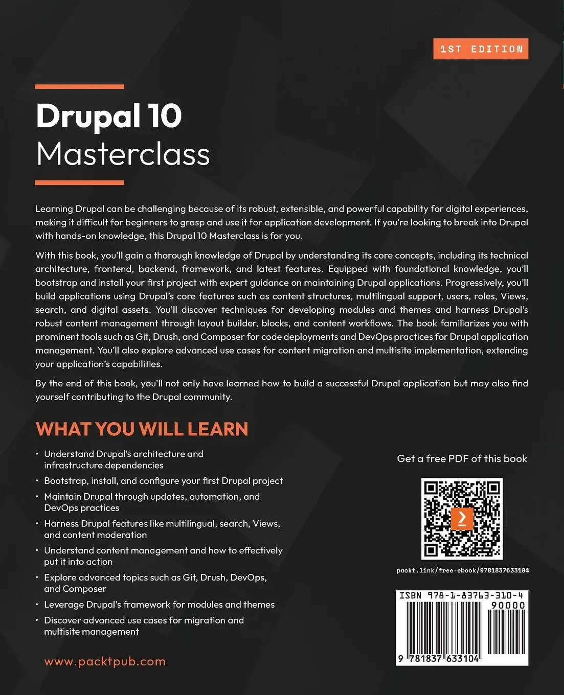Rückseite: 9781837633104 | Drupal 10 Masterclass | Adam Bergstein | Taschenbuch | Englisch | 2023