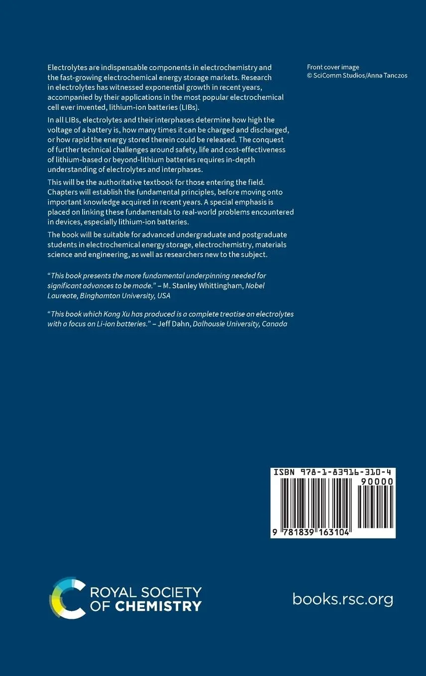 Rückseite: 9781839163104 | Electrolytes, Interfaces and Interphases | Kang Xu | Buch | Gebunden