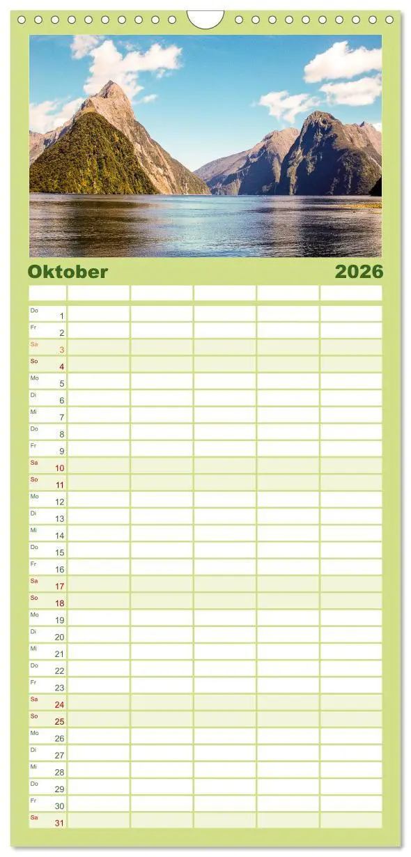 Bild: 9783516503104 | Familienplaner 2026 - Faszination Neuseeland mit 5 Spalten...