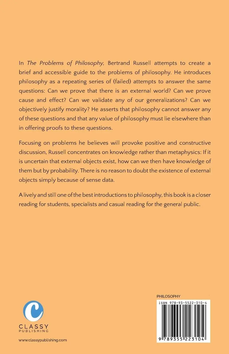 Rückseite: 9789355223104 | The Problems of Philosophy | Bertrand Russell | Taschenbuch | Englisch
