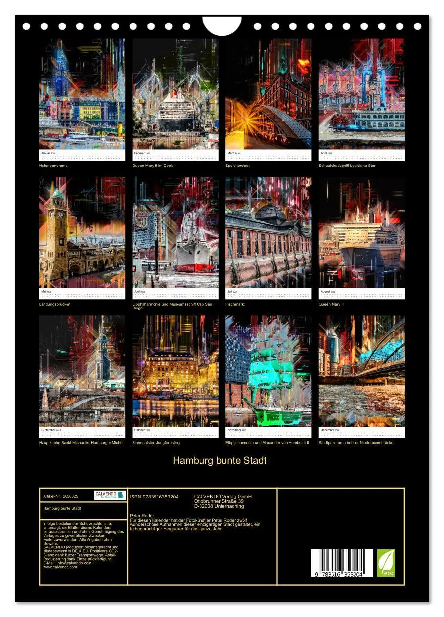 Bild: 9783516353204 | Hamburg bunte Stadt (Wandkalender 2026 DIN A4 hoch), CALVENDO...