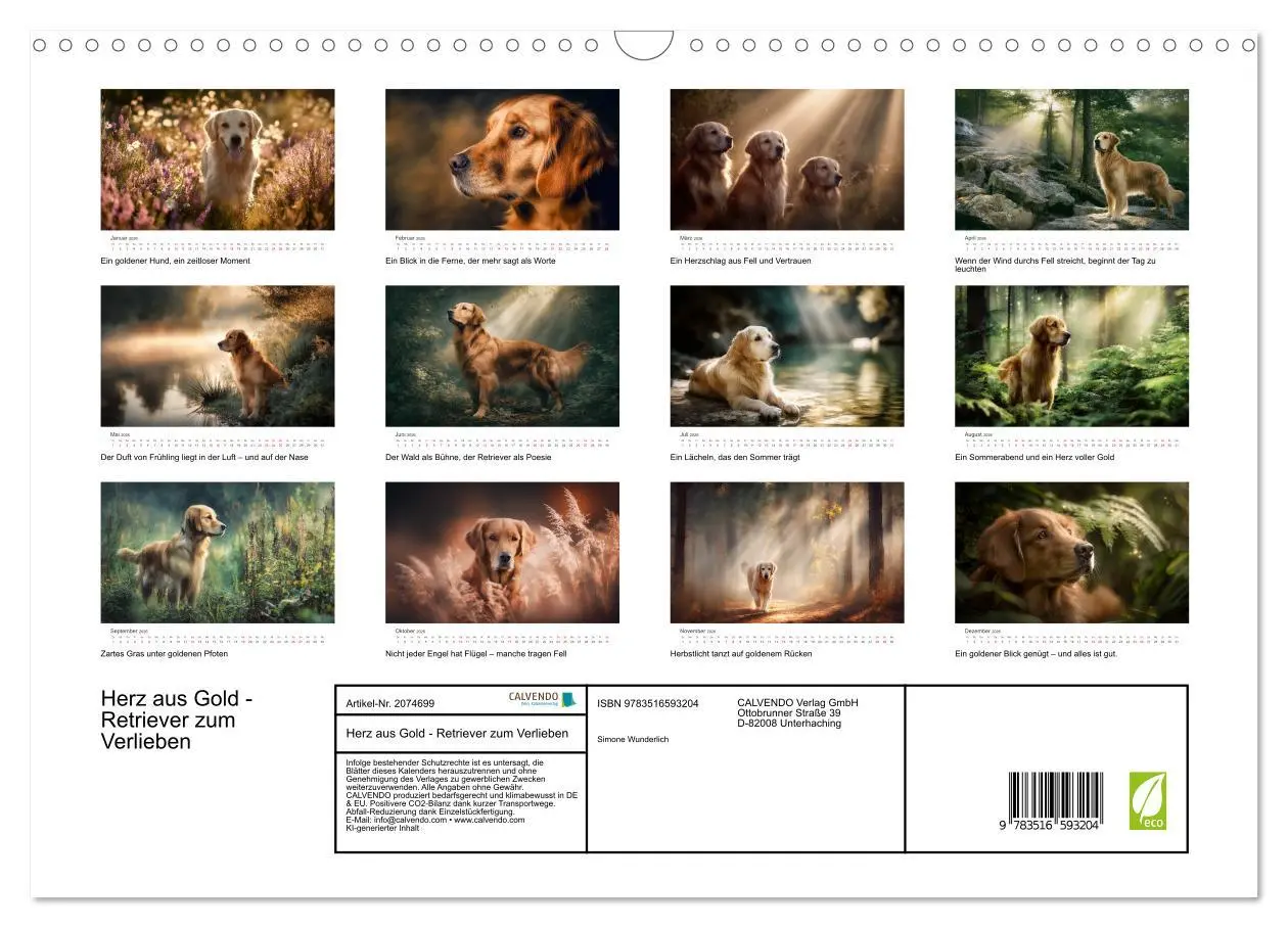 Bild: 9783516593204 | Herz aus Gold - Retriever zum Verlieben (Wandkalender 2026 DIN A3...