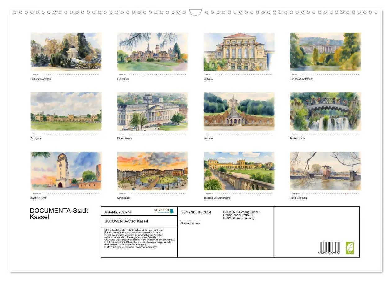 Bild: 9783516663204 | DOCUMENTA-Stadt Kassel (Wandkalender 2026 DIN A2 quer), CALVENDO...
