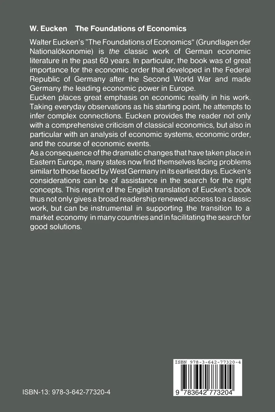 Rückseite: 9783642773204 | The Foundations of Economics | Walter Eucken | Taschenbuch | viii