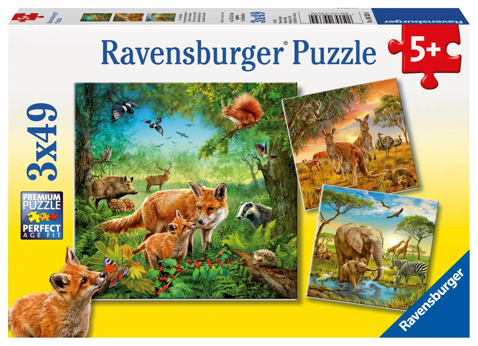 Cover: 4005556093304 | Tiere der Erde Puzzle 3 x 49 Teile | Spiel | 09330 | Deutsch | 2015