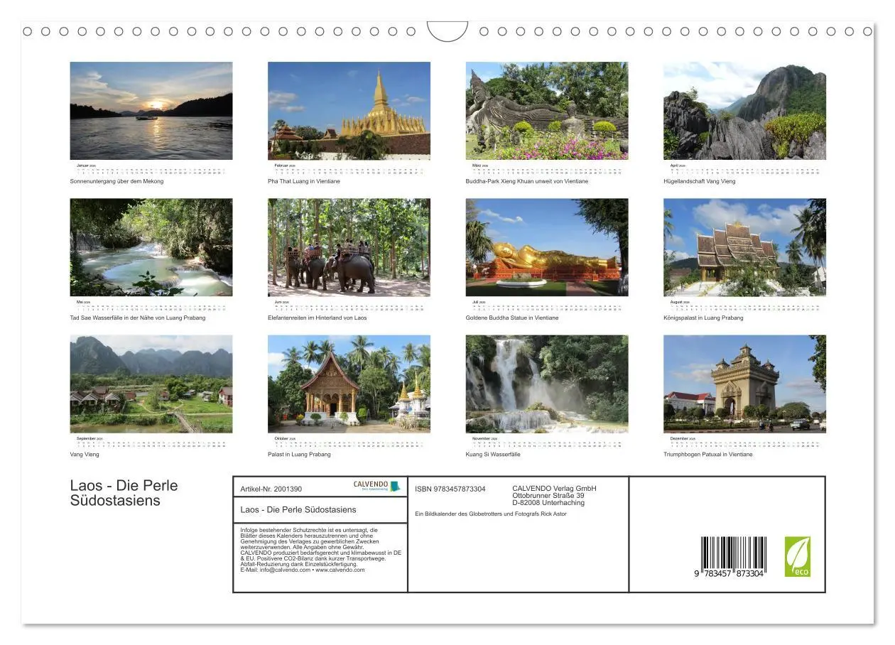 Bild: 9783457873304 | Laos - Die Perle Südostasiens (Wandkalender 2026 DIN A3 quer),...