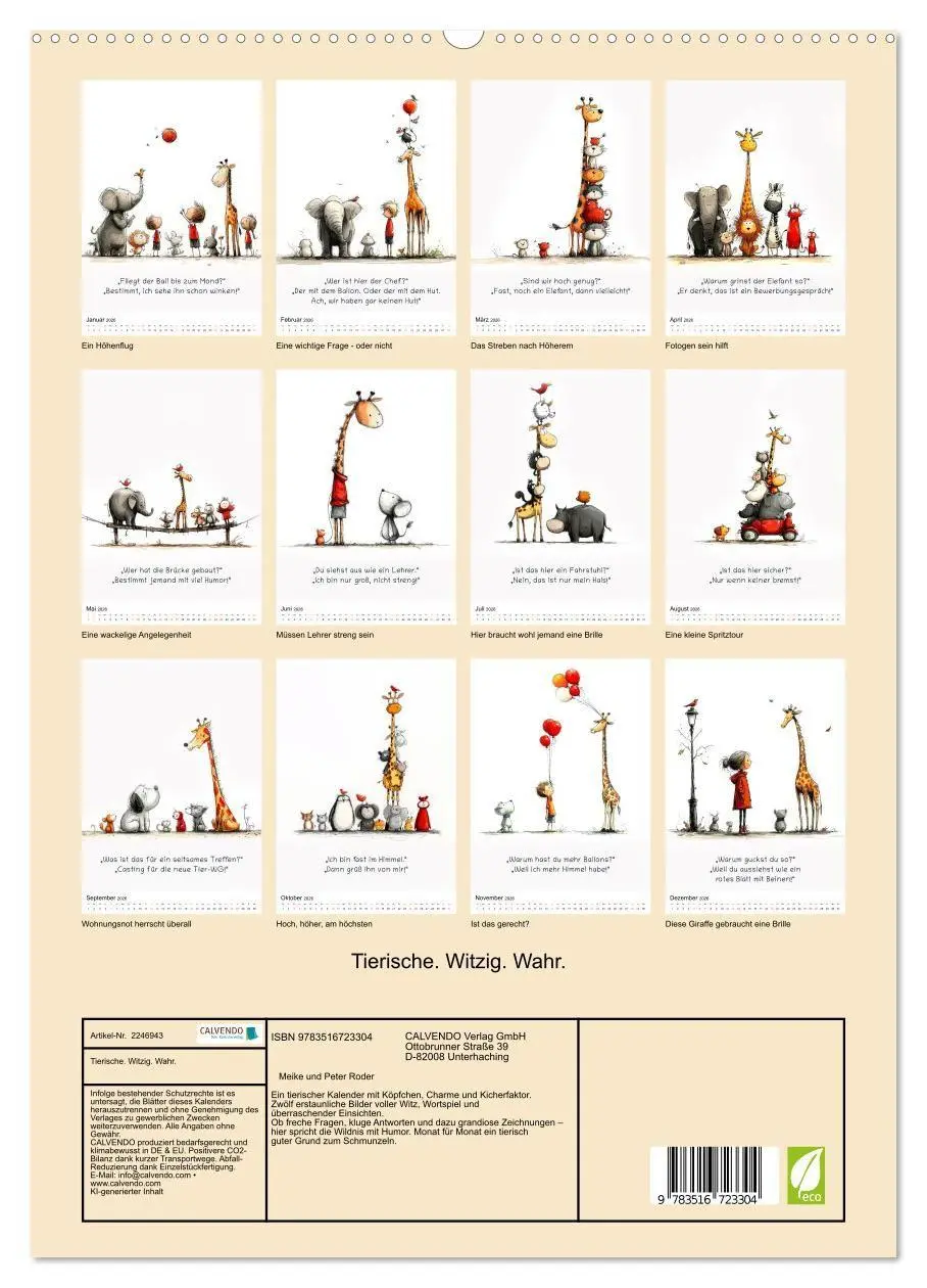 Bild: 9783516723304 | Tierische. Witzig. Wahr. (hochwertiger Premium Wandkalender 2026...