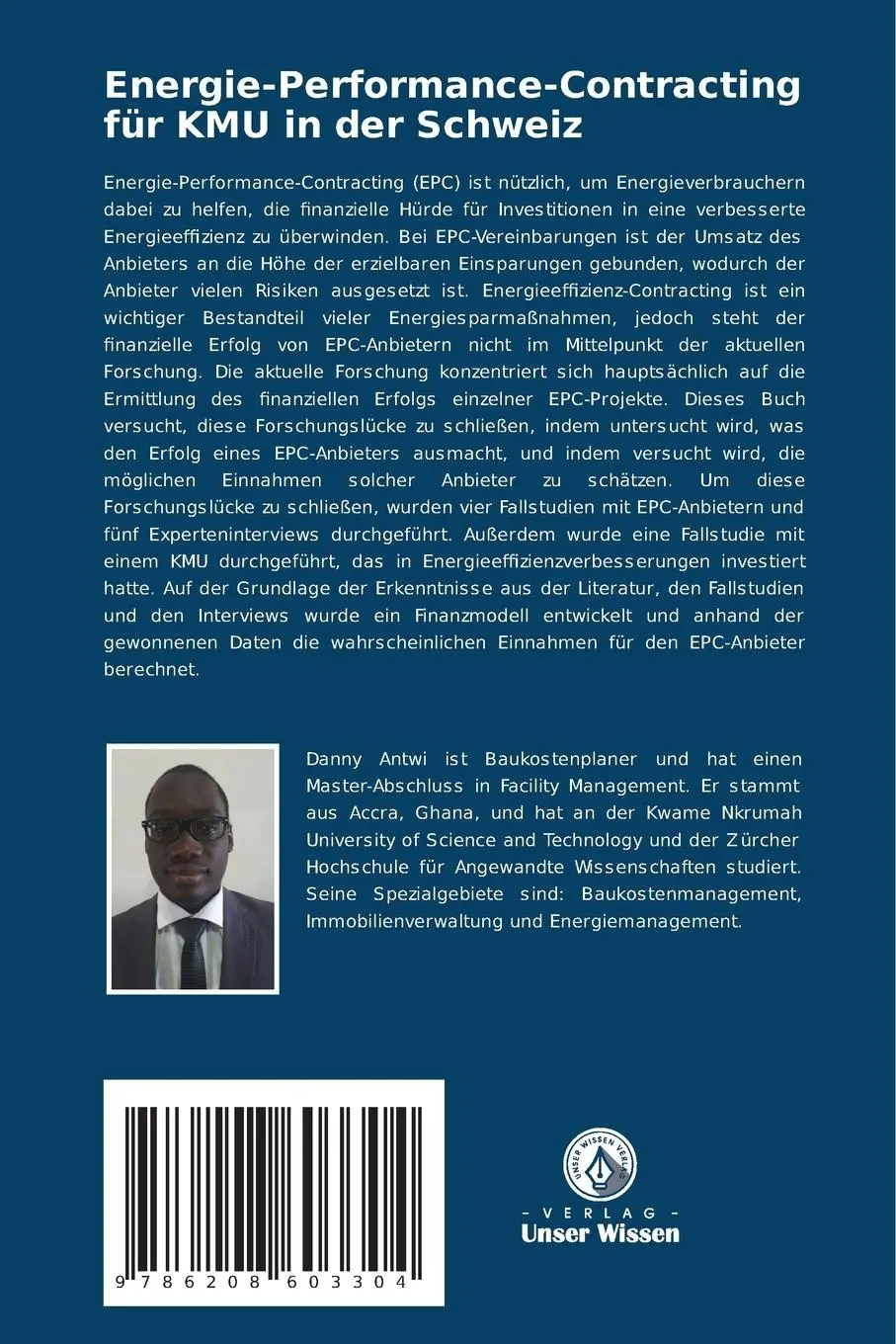 Rückseite: 9786208603304 | Energie-Performance-Contracting für KMU in der Schweiz | Danny Antwi