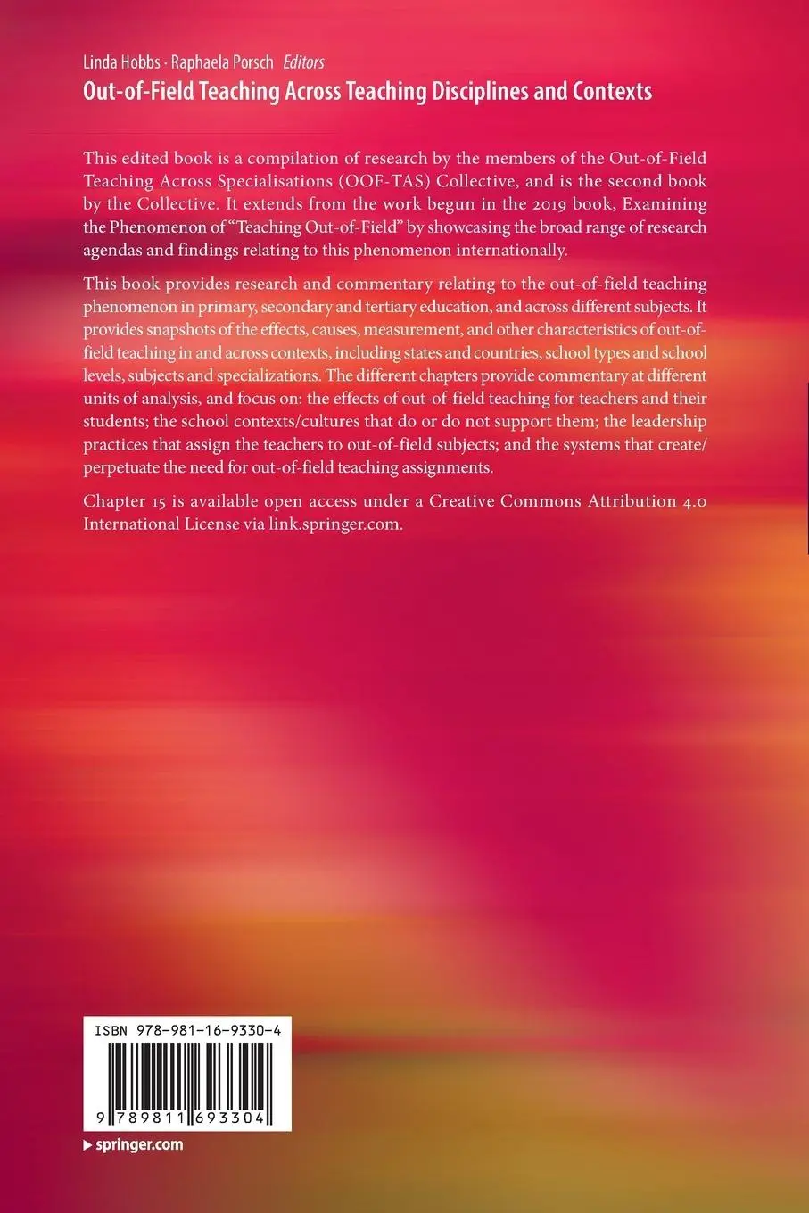 Rückseite: 9789811693304 | Out-of-Field Teaching Across Teaching Disciplines and Contexts | Buch