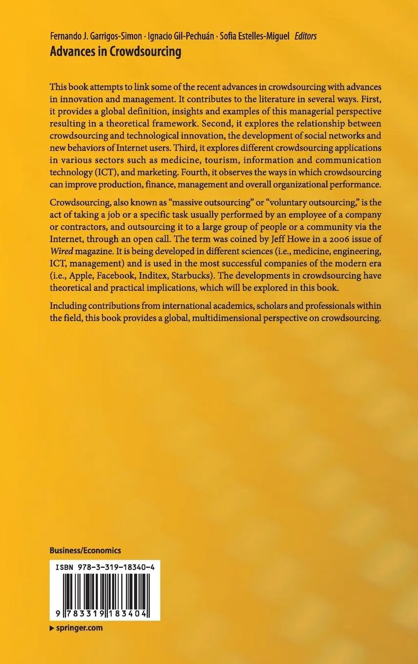 Rückseite: 9783319183404 | Advances in Crowdsourcing | Fernando J. Garrigos-Simon (u. a.) | Buch