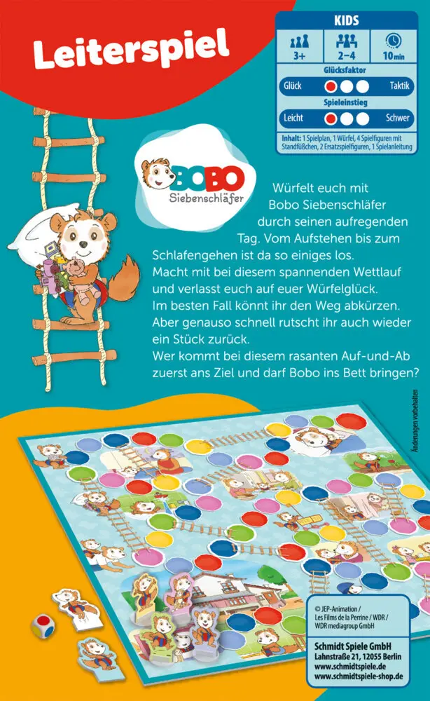 Bild: 4001504513504 | Bobo Siebenschläfer, Leiterspiel | Bring-Mich-Mit-Spiel in Metallbox