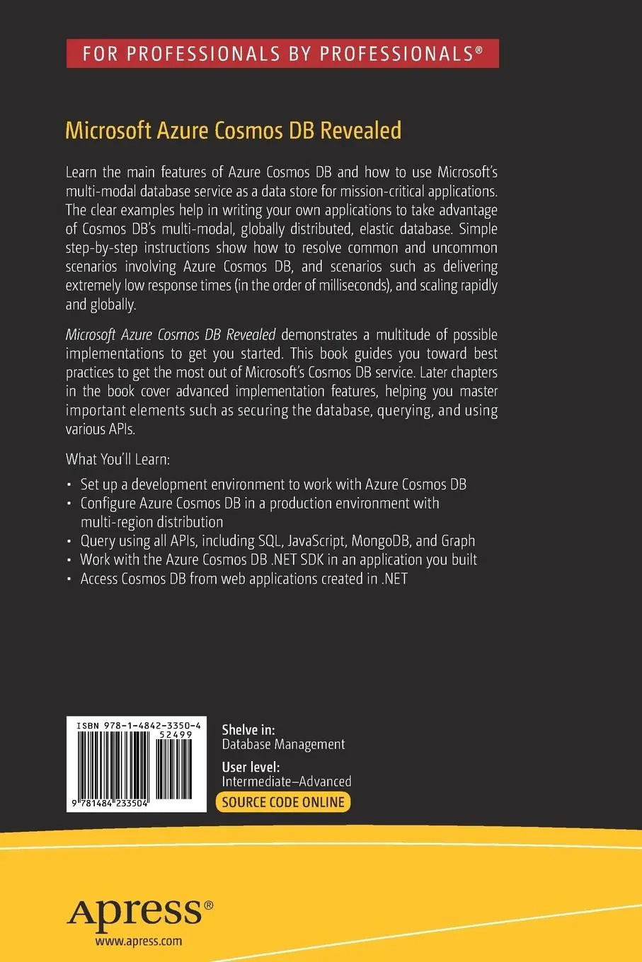 Rückseite: 9781484233504 | Microsoft Azure Cosmos DB Revealed | José Rolando Guay Paz | Buch | xv