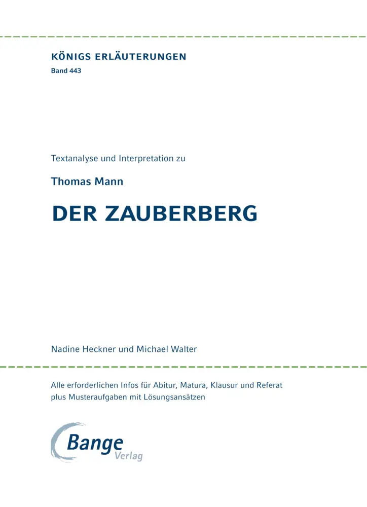 Bild: 9783129303504 | Der Zauberberg von Thomas Mann | Textanalyse und Interpretation | Mann