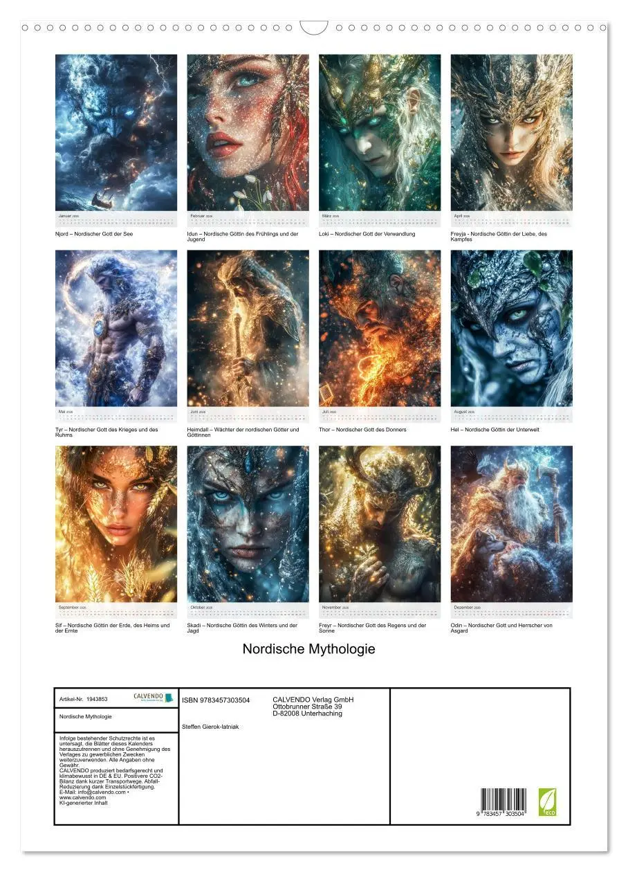 Bild: 9783457303504 | Nordische Mythologie (Wandkalender 2026 DIN A2 hoch), CALVENDO...